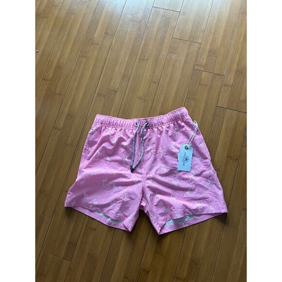 Vintage Summer Pink Flamingo Swim Trunks Medium NEW - Picture 1 of 5